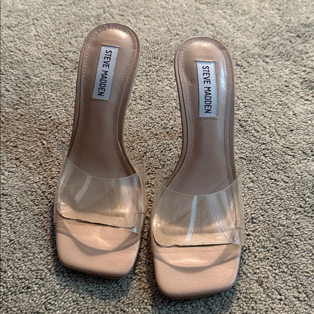 Steve Madden Nude and Clear Strap Heels